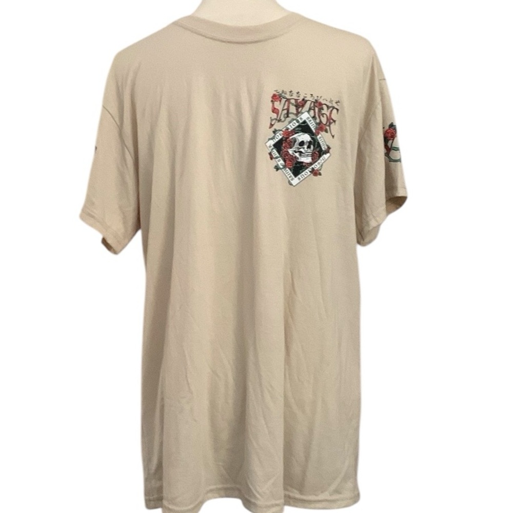 Savage rose skull saint sinner short sleeve t-shirt